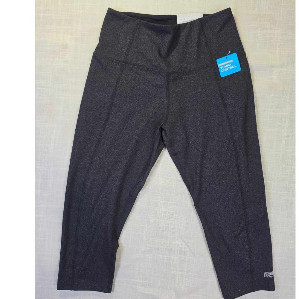 Marika Tummy Control Capri Leggings Gray Space Dye High Rise Yoga Pants Small